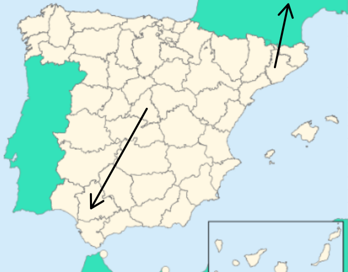 Mapa de trenes con distinta dirección