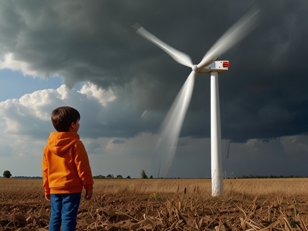 Niño mirando un molino de viento